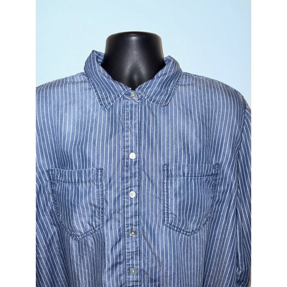 Serra Retreat Women's Size XL Blouse Top  Long Sleeve High Low Button Front Blue - Picture 2 of 7